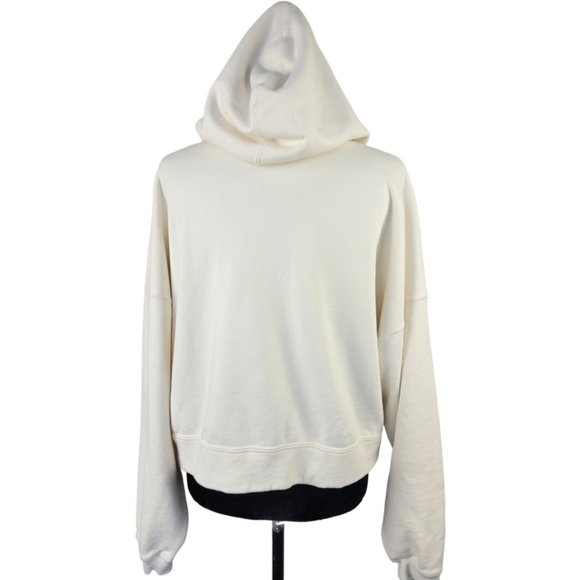 Adidas Woman’s Ivory Embroidered Logo French Terry Crop Top Hoodie XL - Picture 12 of 12
